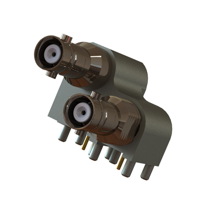 92-67-488-B3 Micro BNC Right Angle 2 Way Off Set Bulkhead PCB Jack 