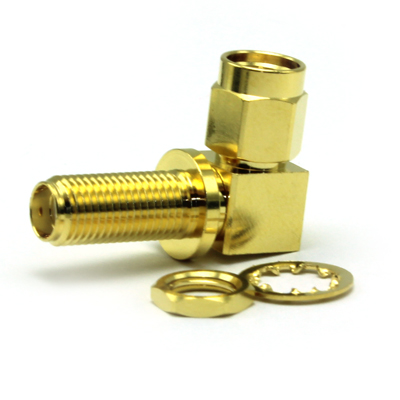 SMA Right Angle Bulkhead Jack to Plug Adaptor  - Image 2