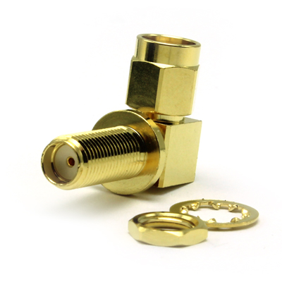 SMA Right Angle Bulkhead Jack to Plug Adaptor  - Image 3