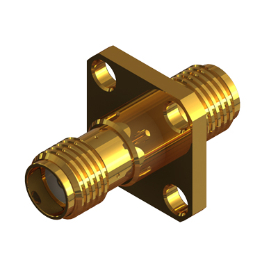 SMA Stainless Steel Gold Plated 1/2"sq 4 Hole Flange Bulkhead Jack to Jack  - Image 4