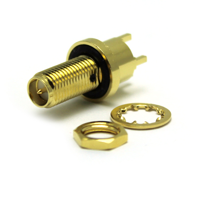 31-455-1-D3 - SMA Reverse Polarity Straight PCB Bulkhead Jack IP68 Un-Mated 