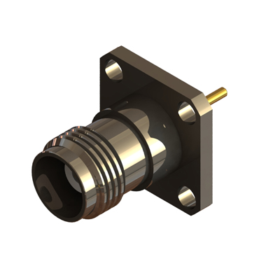 13-373-B3 - TNC 4 Hole 17.5mm Sq Sealed Flange Solder Post Jack 