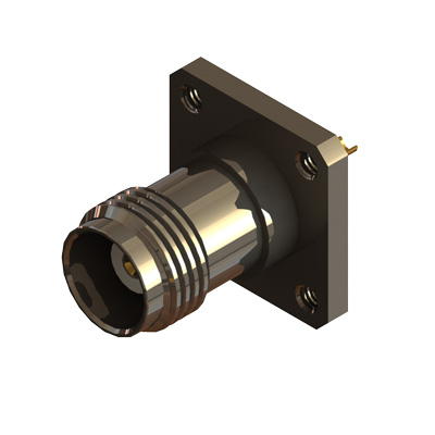 13-371-B3 - TNC 17.5 mm Sq 4 x M4 x 2.5 Taped Hole Solder Jack 