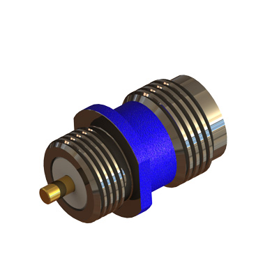 TNC Front Mount 3/8 x 32 Bulkhead Solder Post Jack Colour Coded Blue - Image 2