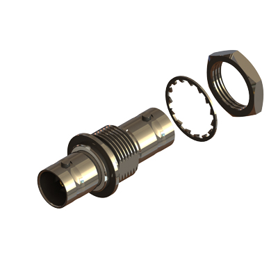 10-505-B126 BNC Metal Thread Insulated Bulkhead Jack to Jack 18G Adaptor 