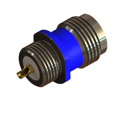 TNC Front Mount 3/8 x 32 Bulkhead Solder Bucket Jack Colour Coded Blue - Image 2